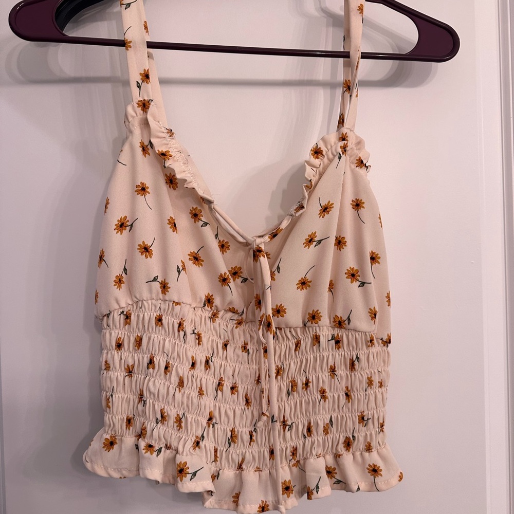 Floral Cream Ruffle Top